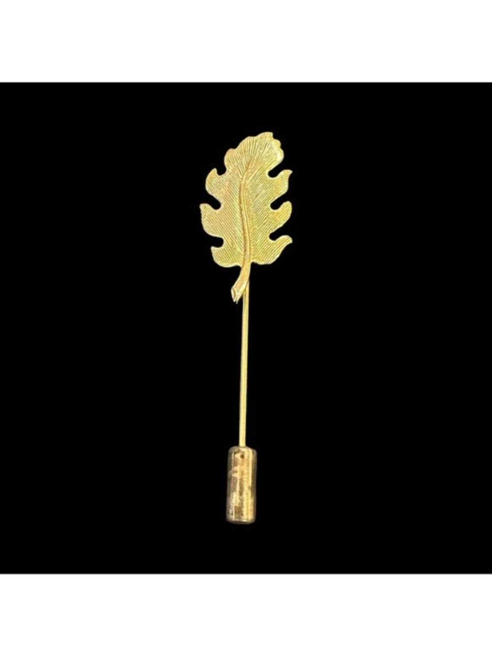 Leaf Shaped Stick Pin Vintage Gold Tone 2.5 Inch Length Unisex Jewelry Accessory
